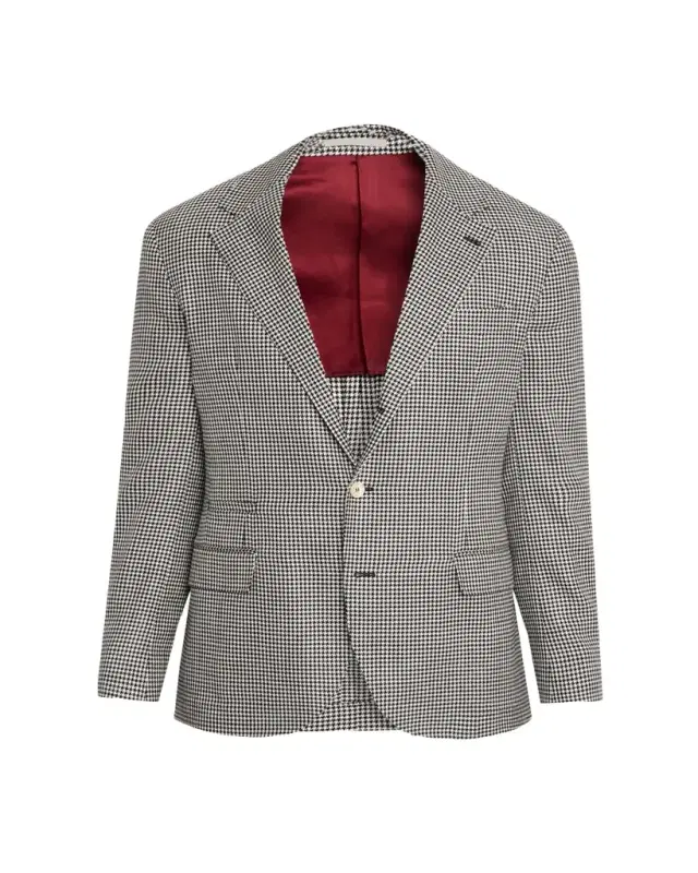Men's Wool, Silk and Linen Houndstooth Sport Coat