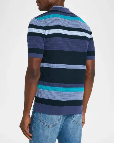 Scotch & Soda Men's Stripe Knit Classic-Fit Polo Shirt | Thumbnail 2 Scotch & Soda Men's Stripe Knit Classic-Fit Polo Shirt | Thumbnail 2