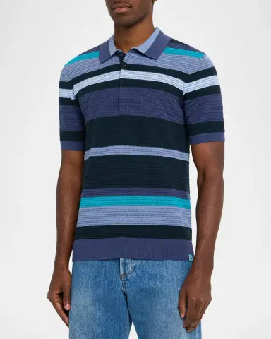 Scotch & Soda Men's Stripe Knit Classic-Fit Polo Shirt | Thumbnail 3 Scotch & Soda Men's Stripe Knit Classic-Fit Polo Shirt | Thumbnail 3