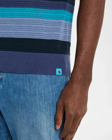 Scotch & Soda Men's Stripe Knit Classic-Fit Polo Shirt | Thumbnail 4 Scotch & Soda Men's Stripe Knit Classic-Fit Polo Shirt | Thumbnail 4