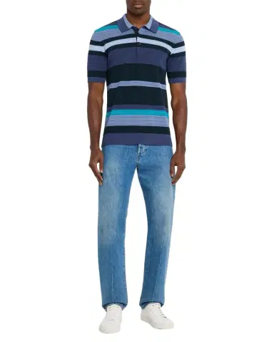 Scotch & Soda Men's Stripe Knit Classic-Fit Polo Shirt | Thumbnail 1 Scotch & Soda Men's Stripe Knit Classic-Fit Polo Shirt | Thumbnail 1