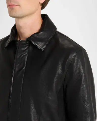 Simkhai Men's Landon Collared Leather Jacket | Thumbnail 4 Simkhai Men's Landon Collared Leather Jacket | Thumbnail 4