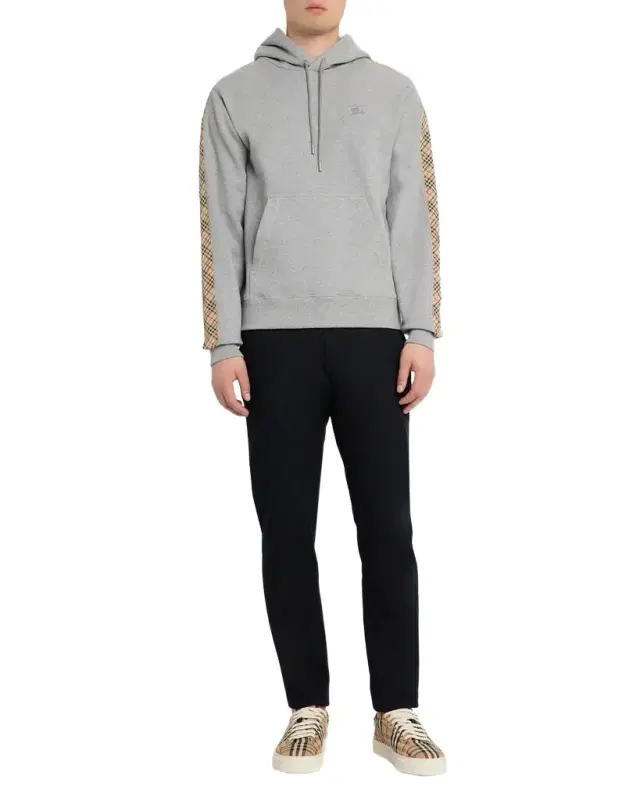 Burberry Men 's Check-Trim Cotton Hoodie