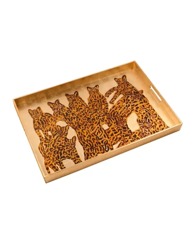 Ocelot Queen Gold Leaf Serving Tray