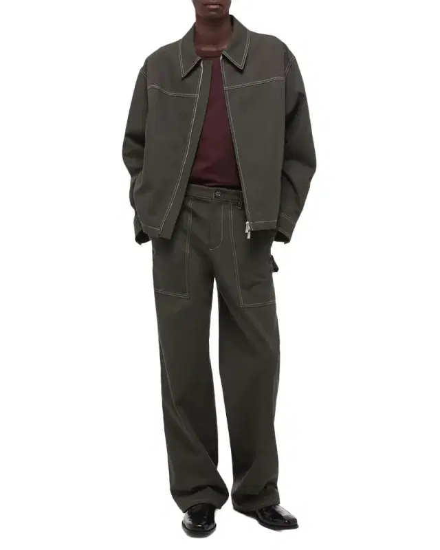Men 's Twill Contrast-Stitch Full-Zip Carpenter Jacket