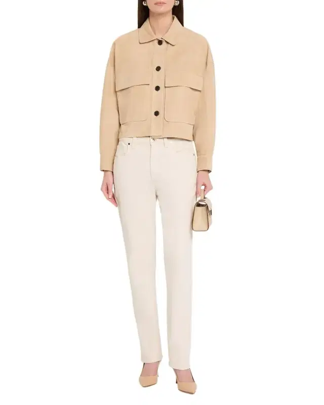Miri Boxy Lambskin Suede Jacket