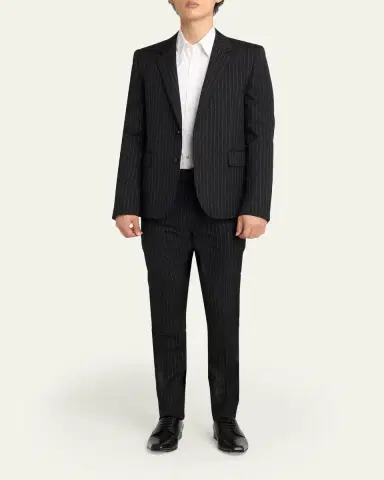 Alexander McQueen Men's Pinstripe Wool Cigarette Trousers | Thumbnail 2 Alexander McQueen Men's Pinstripe Wool Cigarette Trousers | Thumbnail 2
