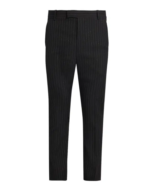 Men's Pinstripe Wool Cigarette Trousers