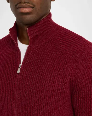 Brunello Cucinelli Men's Cotton Rib Full-Zip Cardigan | Thumbnail 14 Brunello Cucinelli Men's Cotton Rib Full-Zip Cardigan | Thumbnail 14