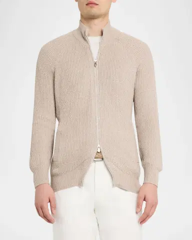 Brunello Cucinelli Men's Cotton Rib Full-Zip Cardigan | Thumbnail 21 Brunello Cucinelli Men's Cotton Rib Full-Zip Cardigan | Thumbnail 21