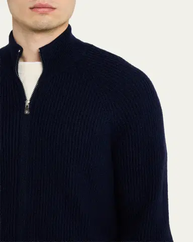 Brunello Cucinelli Men's Cotton Rib Full-Zip Cardigan | Thumbnail 10 Brunello Cucinelli Men's Cotton Rib Full-Zip Cardigan | Thumbnail 10