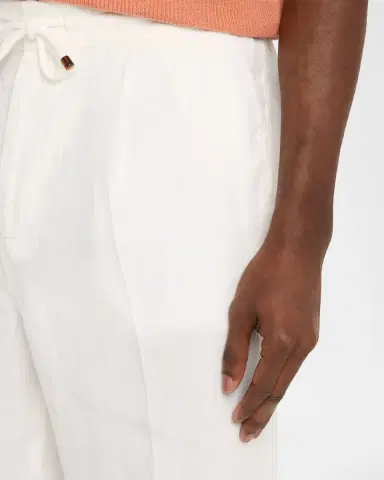 Brunello Cucinelli Men's Dyed Linen Pleated Drawstring Pants | Thumbnail 4 Brunello Cucinelli Men's Dyed Linen Pleated Drawstring Pants | Thumbnail 4