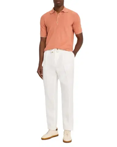 Brunello Cucinelli Men's Dyed Linen Pleated Drawstring Pants | Thumbnail 1 Brunello Cucinelli Men's Dyed Linen Pleated Drawstring Pants | Thumbnail 1