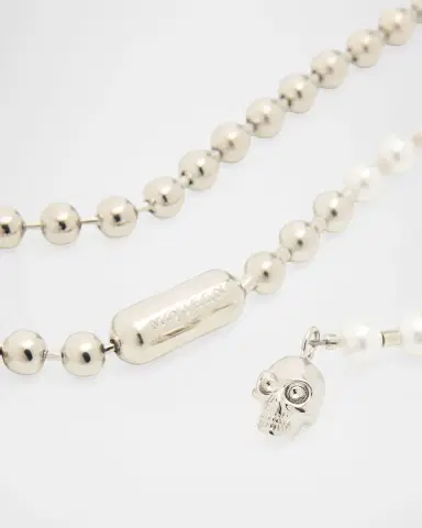 Alexander McQueen Skull Faux Pearl Chain Belt | Thumbnail 2