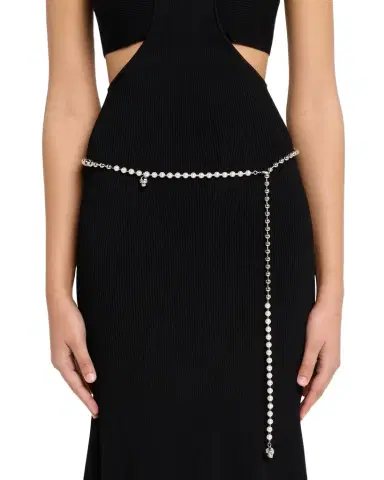 Alexander McQueen Skull Faux Pearl Chain Belt | Thumbnail 1