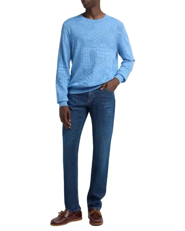 Men 's Cotton Tonal Paisley Crewneck Sweater