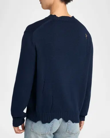 Alexander McQueen Men's Men's Distressed Skull Cotton Crewneck Sweater | Thumbnail 2 Alexander McQueen Men's Men's Distressed Skull Cotton Crewneck Sweater | Thumbnail 2