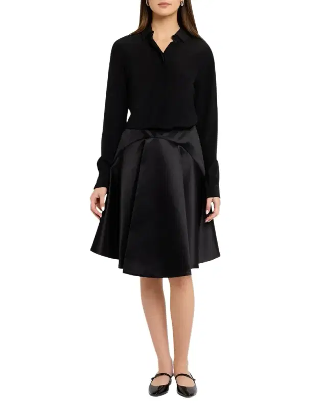 Tipped Hem Satin Skirt