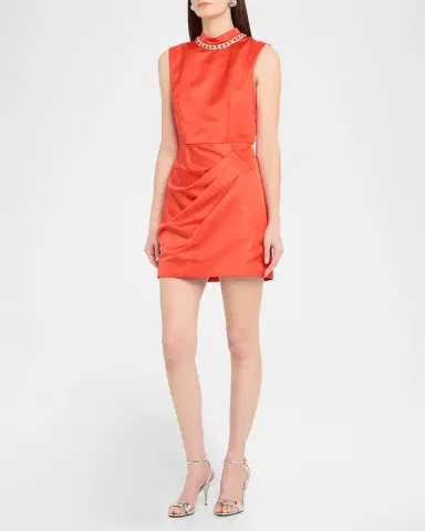 Saloni Floral Embellished Satin Mini Dress | Thumbnail 3 Saloni Floral Embellished Satin Mini Dress | Thumbnail 3