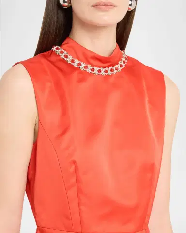 Saloni Floral Embellished Satin Mini Dress | Thumbnail 4 Saloni Floral Embellished Satin Mini Dress | Thumbnail 4
