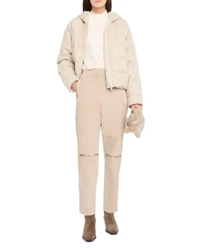 Pailette Check Wool Flannel Puffer Jacket
