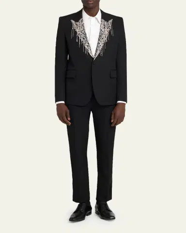 Alexander McQueen Men's Crystal Embroidery Single-Breasted Sport Coat | Thumbnail 2 Alexander McQueen Men's Crystal Embroidery Single-Breasted Sport Coat | Thumbnail 2