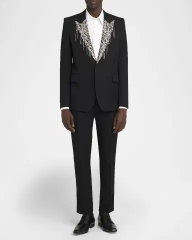 Alexander McQueen Men's Crystal Embroidery Single-Breasted Sport Coat | Thumbnail 6 Alexander McQueen Men's Crystal Embroidery Single-Breasted Sport Coat | Thumbnail 6