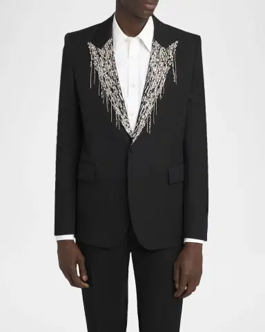 Alexander McQueen Men's Crystal Embroidery Single-Breasted Sport Coat | Thumbnail 8 Alexander McQueen Men's Crystal Embroidery Single-Breasted Sport Coat | Thumbnail 8