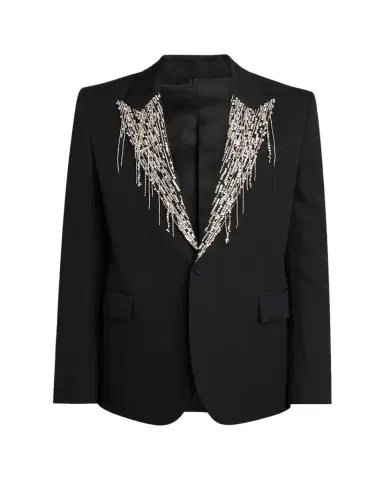 Alexander McQueen Men's Crystal Embroidery Single-Breasted Sport Coat | Thumbnail 1 Alexander McQueen Men's Crystal Embroidery Single-Breasted Sport Coat | Thumbnail 1