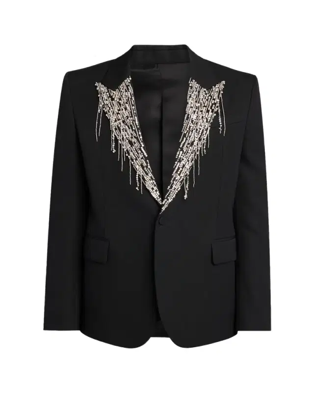 McQueen Men's Crystal Embroidery Single-Breasted Sport Coat