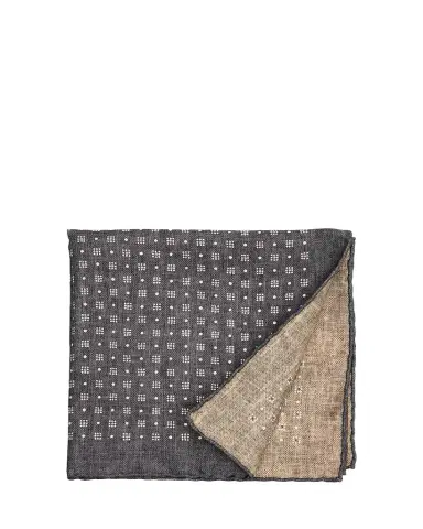 Brunello Cucinelli Men's Double-Face Geometric Silk Pocket Square | Thumbnail 1 Brunello Cucinelli Men's Double-Face Geometric Silk Pocket Square | Thumbnail 1
