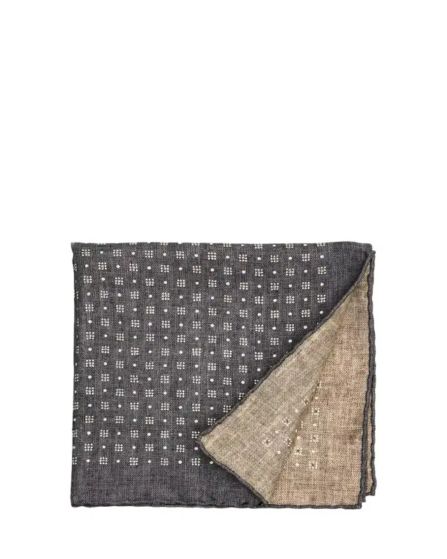 Brunello Cucinelli Men's Double-Face Geometric Silk Pocket Square
