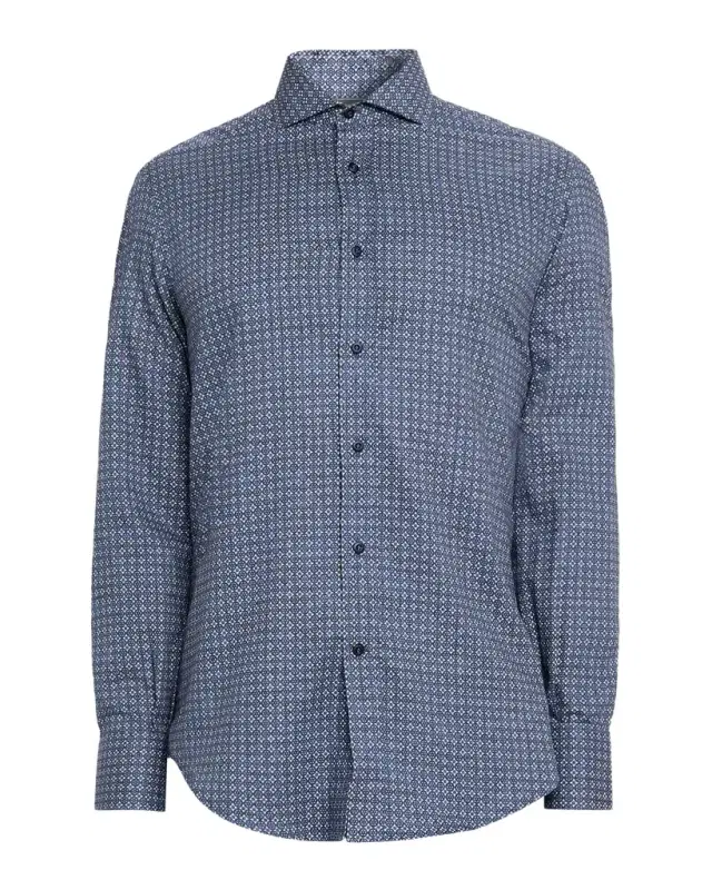 Men 's Cotton Geometric Medallion Slim-Fit Button-Down Shirt