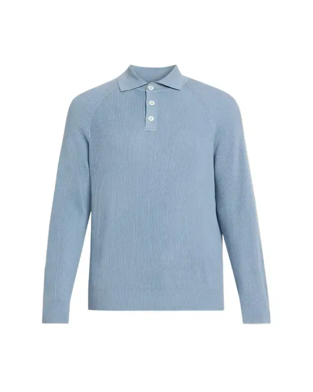 Men's Cotton English Rib Knit Polo Sweater