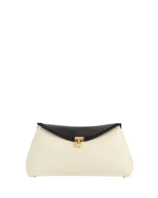 T-Lock Embroidered Leather Shoulder Bag