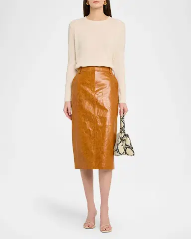 Co Tailored Crinkle Leather Pencil Skirt | Thumbnail 2