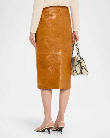 Co Tailored Crinkle Leather Pencil Skirt | Thumbnail 3