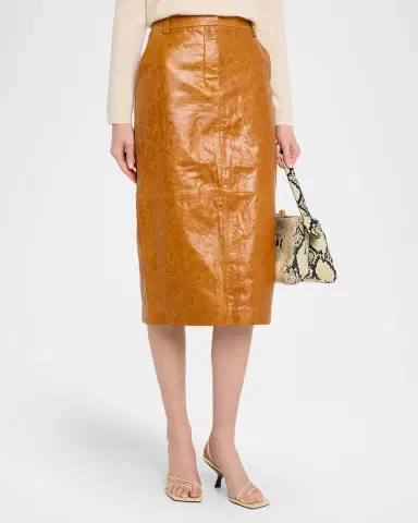 Co Tailored Crinkle Leather Pencil Skirt | Thumbnail 4