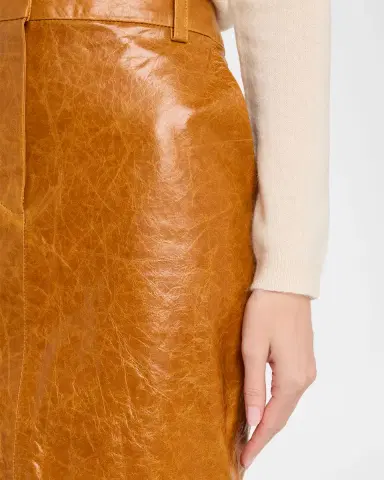 Co Tailored Crinkle Leather Pencil Skirt | Thumbnail 5