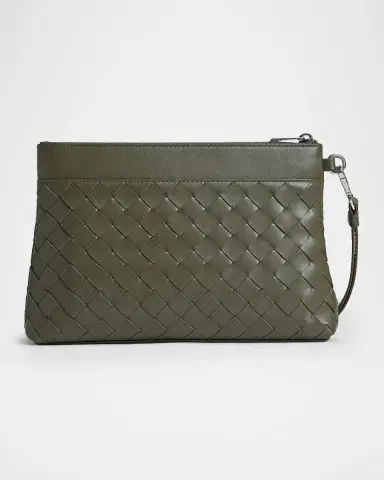 Bottega Veneta Men's Intrecciato Prism Leather Pouch with Wristlet | Thumbnail 3 Bottega Veneta Men's Intrecciato Prism Leather Pouch with Wristlet | Thumbnail 3