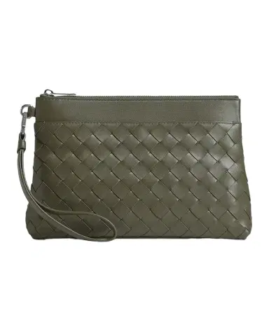 Bottega Veneta Men's Intrecciato Prism Leather Pouch with Wristlet | Thumbnail 1 Bottega Veneta Men's Intrecciato Prism Leather Pouch with Wristlet | Thumbnail 1