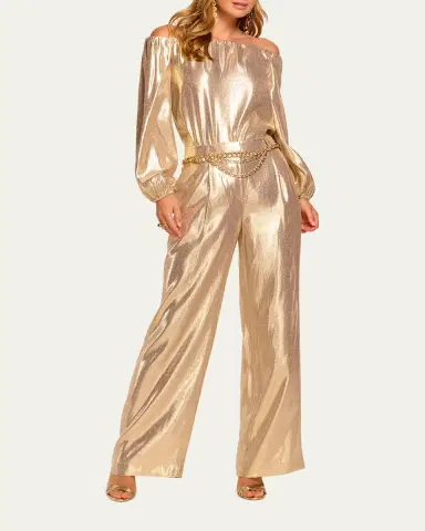 Ramy Brook Izzy Silk Lame Wide-Leg Pants | Thumbnail 2 Ramy Brook Izzy Silk Lame Wide-Leg Pants | Thumbnail 2