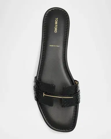 Tom Ford Snake-Embossed Leather Flat Sandals | Thumbnail 5 Tom Ford Snake-Embossed Leather Flat Sandals | Thumbnail 5