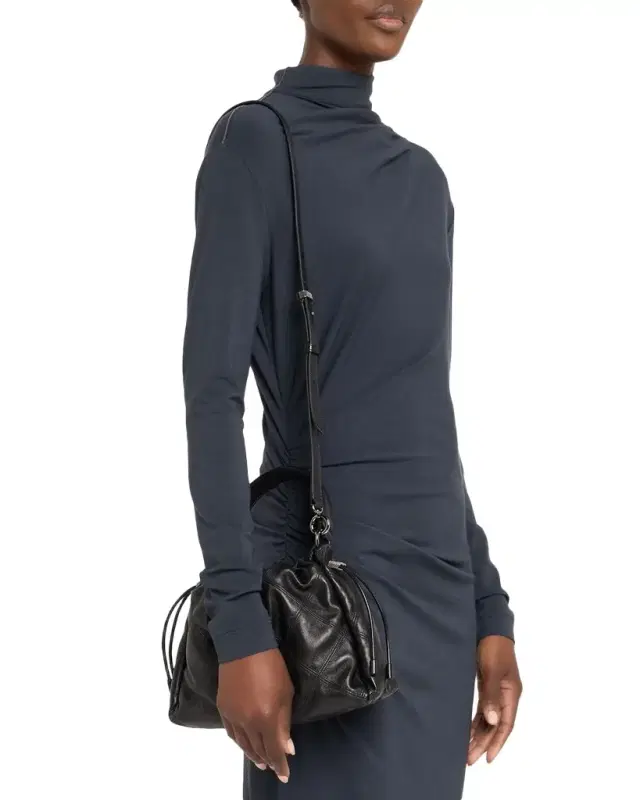 Small Quilted Leather Bucket Bag
