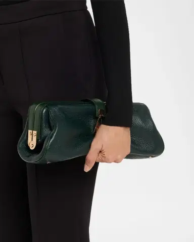Gabriela Hearst Paola Grained Leather Baguette Clutch Bag | Thumbnail 1