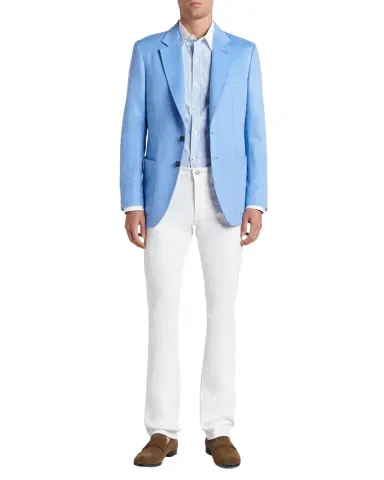 Tom Ford Men's Bengal Stripe Cotton Contrast-Trim Sport Shirt | Thumbnail 1
