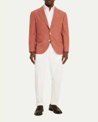 Brunello Cucinelli Men's Wool, Cotton and Silk Two-Button Blazer | Thumbnail 2