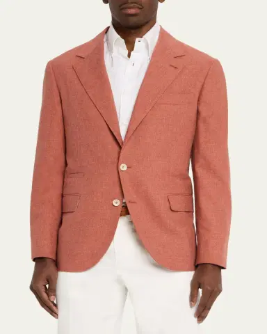 Brunello Cucinelli Men's Wool, Cotton and Silk Two-Button Blazer | Thumbnail 4