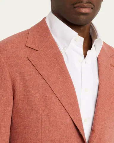 Brunello Cucinelli Men's Wool, Cotton and Silk Two-Button Blazer | Thumbnail 5