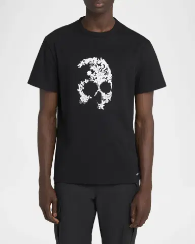 Alexander McQueen Men's Lace Skull Cotton T-Shirt | Thumbnail 3 Alexander McQueen Men's Lace Skull Cotton T-Shirt | Thumbnail 3